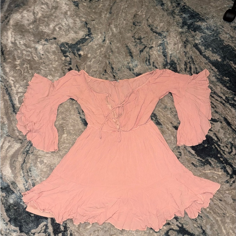 Fashion Nova Pink Off Shoulder Blouson Flare Sleeves Blouse Sz. M